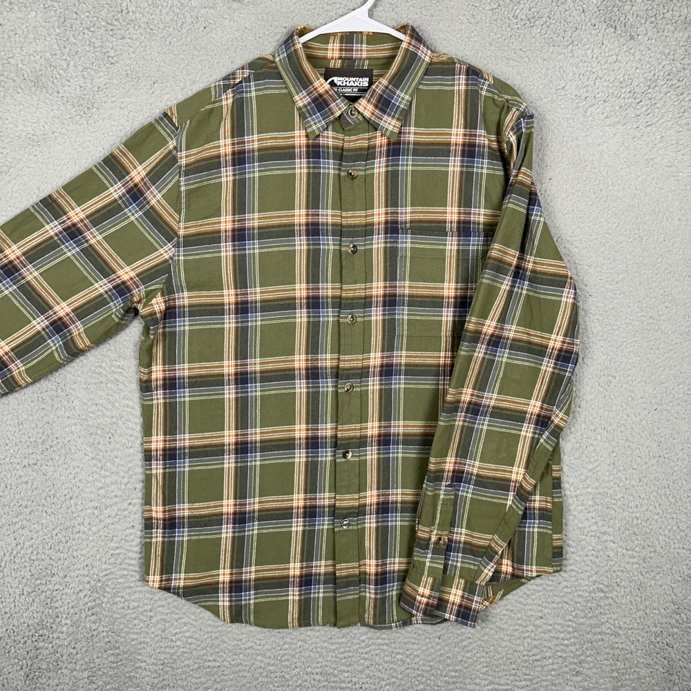 Mountain Khakis Shirt Mens Large Classic Fit Green Plaid Button Down Outdoor EUC